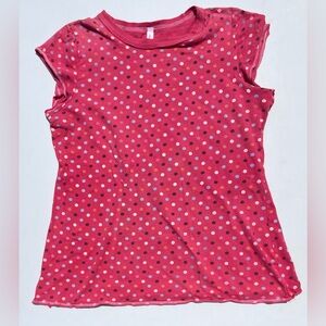 Xhilaration pink red polka dot cap sleeve tee, size XL